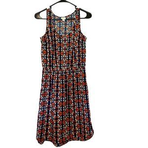 Small Merona Elastic Waist Orange and Navy Dress